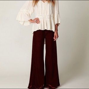 Women's Brown Fp Rust Velvet Extreme Wideleg Pant